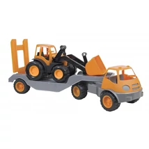 Vontató markolóval, gumikerékkel szerelve, narancssárga - 61cm